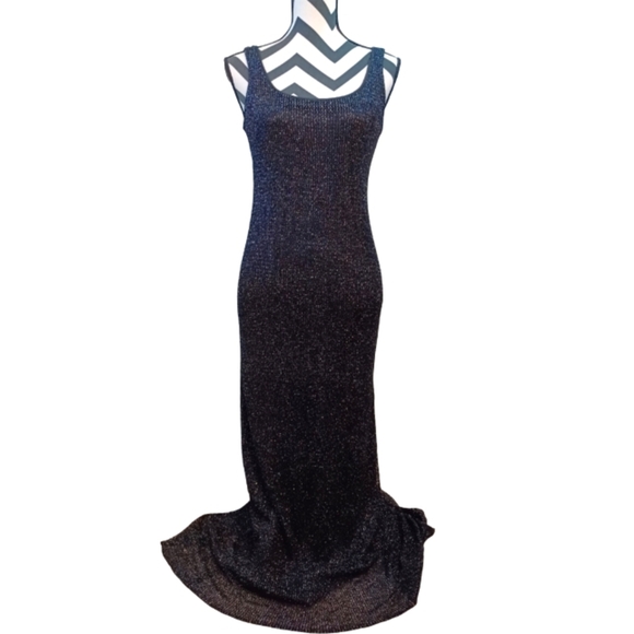 Vintage Sz 10 Mesh Overlay Vamp Goth Gala Yacht Luxury Glam Evening Maxi Dress - Picture 1 of 16